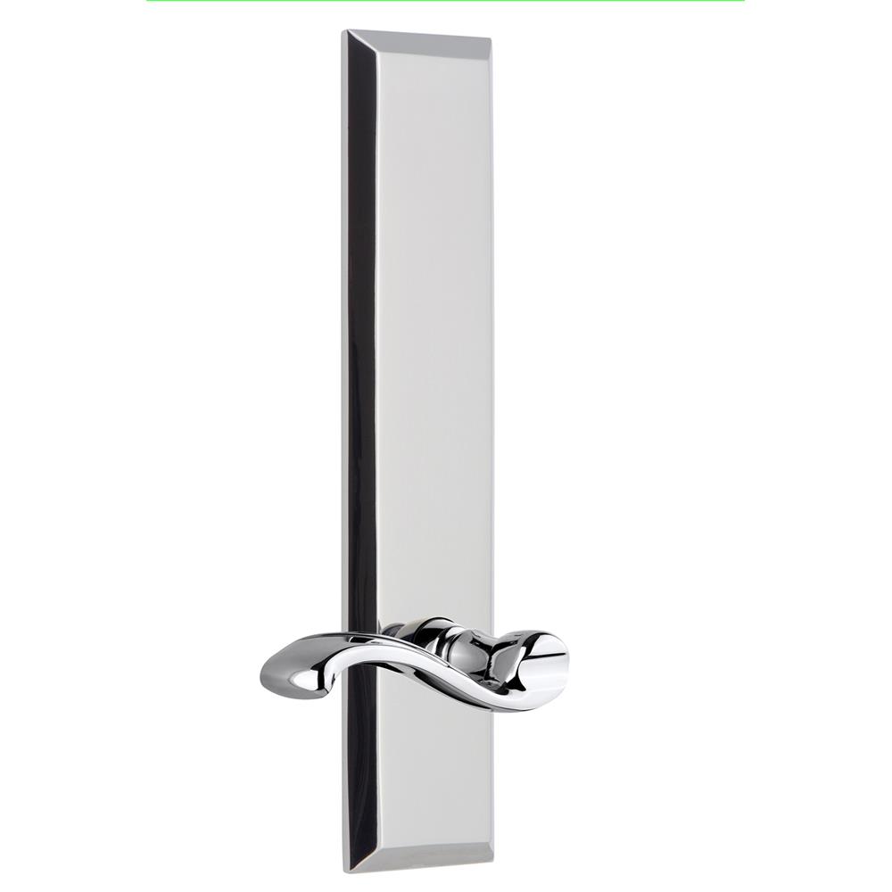 Grandeur by Nostalgic Warehouse FAVPRT Fifth Avenue Tall Plate Dummy with Portofino Lever in Bright Chrome